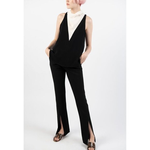 ALC Womens Cate Sleeveless Colorblock Top Black White Draped Cowl Neck size 2 - Picture 5 of 15